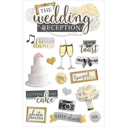 Paper House EAT BE MARRIED 3-D Multi-Layered Stickers scrapbooking DRINK